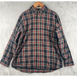 L.L. Bean Traditional Fit Button Down Flannel Shirt Men's Size XL Blue Red Plaid